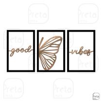 Quadro de Parede Decoração Animal Borboleta Good Vibes 40x82