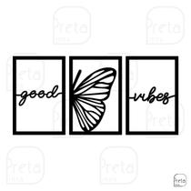 Quadro de Parede Decoração Animal Borboleta Good Vibes 40x82