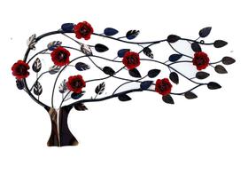 Quadro De Parede Decorativo Árvore De Vento Artesanal flores vermelhas