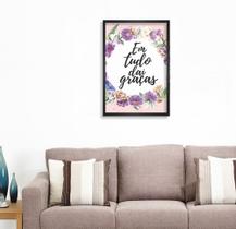 Quadro de Parede Decorativo Frase Em Tudo Dai Graças