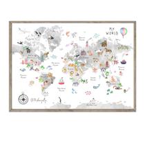 Quadro de Parede em Tela Mapa-Múndi Infantil Joocrise 41x61 cm Sem Moldura Quadro de Parede em Tela Mapa-Múndi Infantil Joocrise 41x61 cm Sem Moldura