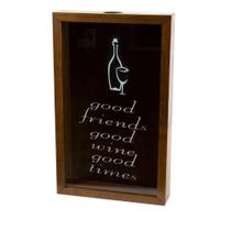 Quadro de Parede Porta Rolhas Vinhos Good friends Woodart 48,5x32,5cm.