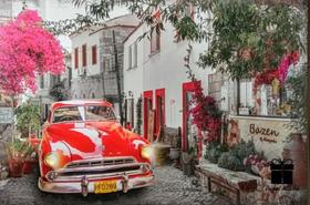 Quadro De Parede Tela Canvas Com Luz Led Cenário Carro na Vila 60x40cm Quadro De Parede Tela Canvas Com Luz Led Cenário Carro na Vila 60x40cm