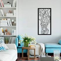 Quadro De Parede Vazado Mulher Em Forma De Árvore Decorativo Minimalista Linhas Abstrato MDF Preto