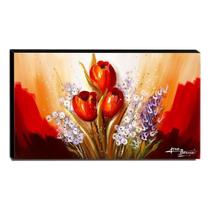 Quadro de Pintura Tulipas Vermelhas 60x105cm-1561