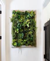 Quadro de plantas suculentas artificiais 30x20cm - Toke verde decoração