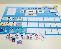 Quadro de Rotina Diária com Calendário - Masculino ou Feminino - 36 x 61 cm Quadro de Rotina Diária com Calendário - Masculino ou Feminino - 36 x 61 cm