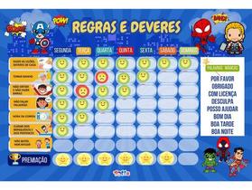 Quadro De Rotina Infantil Incentivo Quadro +brinde Heróis Quadro De Rotina Infantil Incentivo Quadro +brinde Heróis