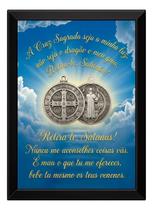 Quadro De São Bento Oração Poderosa Católico Sagrado 15x21cm Quadro De São Bento Oração Poderosa Católico Sagrado 15x21cm