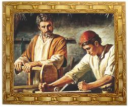 Quadro De São José Operário, Mod. 02, Tam. 30x25cm. Angelus