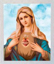 Quadro de Tecido Imaculado Coração de Maria com Moldura 73x54 cm