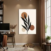 Quadro Decor Arte Ramo Tons Terrosos 70x50cm Mold Branca