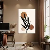 Quadro Decor Arte Ramo Tons Terrosos 70X50Cm Mold Preta