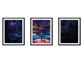 Quadro decor canvas 45x96 universo colorido mod 46