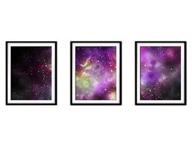 Quadro decor canvas 55x110 universo colorido mod 248