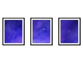 Quadro decor canvas 55x110 universo colorido mod 3