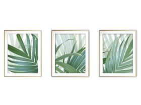 Quadro decor canvas dourado 30x66 folhas tropicais mod 88