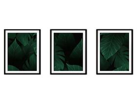 Quadro decor délicat preto 45x96 folhas tropicais mod 113