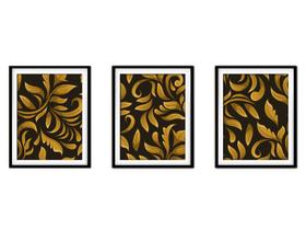 Quadro decor délicat preto 55x110 folhas tropicais mod 104