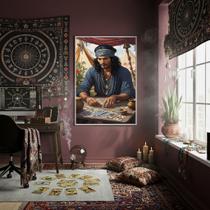Quadro Decor Homem Cigano Lendo Tarot 70x50cm Mold Branca Quadro Decor Homem Cigano Lendo Tarot 70x50cm Mold Branca