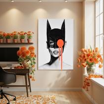 Quadro Decor Lágrima Neon Laranja 70x50cm Mold Preta