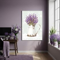 Quadro Decor Lavanda Fundo Estampado 70x50cm Mold Branca