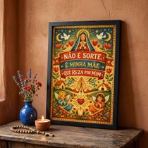 Quadro Decor Religioso Reza Mãe 45x34cm Mold Branca