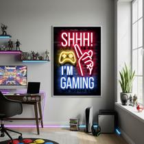 Quadro Decor Silêncio Estou Jogando-70x50cm Mold Branca