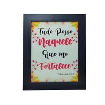 Quadro Decor Tudo Posso Naquele com Moldura e Vidro Mdf Adesivado