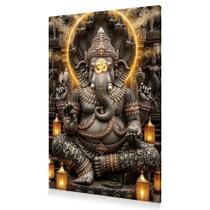 Quadro Decoração Deus Ganesha Hindu Símbolo Om Canvas 60x40 Quadro Decoração Deus Ganesha Hindu Símbolo Om Canvas 60x40