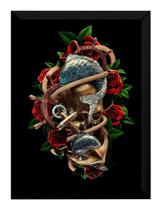 Quadro Decoração Estúdio Tatuagem Arte Ancora Peixes Cranio Quadro Decoração Estúdio Tatuagem Arte Ancora Peixes Cranio
