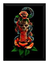 Quadro Decoração Estúdio Tatuagem Arte Cobra Rosas Cranio Quadro Decoração Estúdio Tatuagem Arte Cobra Rosas Cranio