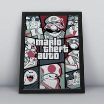 Quadro Decoração Festa Moldura 30x40cm Mario Theft Auto Geek
