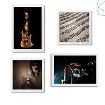 Quadro decoração instrumentos musicais guitarra bateria