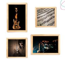 Quadro decoração instrumentos musicais guitarra bateria