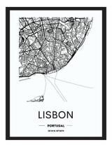 Quadro Decoração Mapas 36 Cidades Mundo C/ Vidro A3 30x42 cm