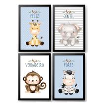 Quadro Decoração quarto infantil Safari Baby Aquarela Azul