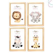 Quadro decoração quarto menina safari baby lacinho rosa Quadro decoração quarto menina safari baby lacinho rosa