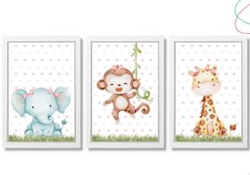 Quadro Decoração quarto menina Safari Menina moldura e vidro