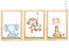 Quadro Decoração quarto menina Safari Menina moldura e vidro