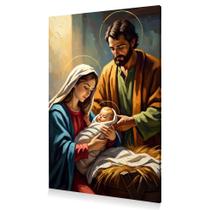 Quadro Decoração Religioso Sagrada Família Jesus Canva 60x40