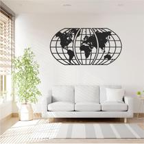 Quadro Decoração Vado Mapa Mundi World Triplo Preto 70X37 Quadro Decoração Vado Mapa Mundi World Triplo Preto 70X37