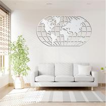Quadro Decoração Vado Mapa Mundi World Uno Branco 120X65