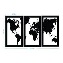Quadro Decoração Vazado Mapa Mundi Mdf 6mm PRETO 200X120 CM Quadro Decoração Vazado Mapa Mundi Mdf 6mm PRETO 200X120 CM