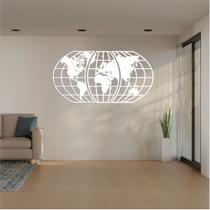 Quadro Decoracao Vazado Mapa Mundi WORLD TRIPL BRANCO120X65