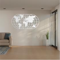 Quadro Decoração Vazado Mapa Mundi WORLD UNO BRANCO 100X54 CM Quadro Decoração Vazado Mapa Mundi WORLD UNO BRANCO 100X54 CM
