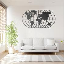 Quadro Decoração Vazado Mapa Mundi WORLD UNO PRETO 70X37 CM Quadro Decoração Vazado Mapa Mundi WORLD UNO PRETO 70X37 CM
