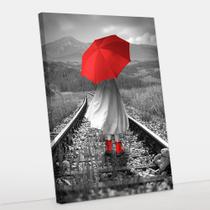 Quadro Decorativa Guarda-Chuva Vermelho Canvas 50x70 - Foto Paulista