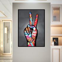 Quadro decorativo 1 peça 40x60 arte grafite abstrata mão para decoração casa sala de estar quarto