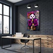 Quadro decorativo 1 peça 40x60 arte grafite dinheiro dólar panda moderno abstrato para sala quarto